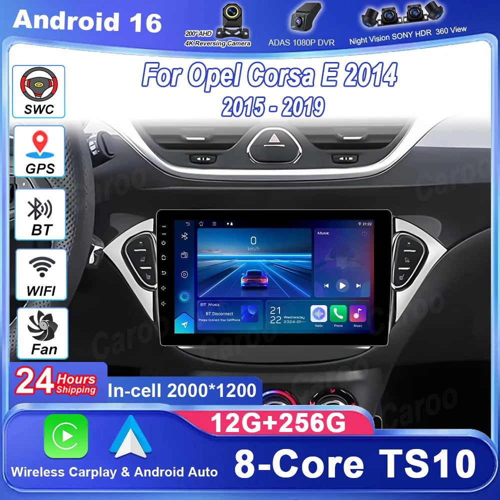 Car Radio Multimedia Player For Opel Corsa E 2014 2015 - 2019 Auto GPS Navigation Carplay