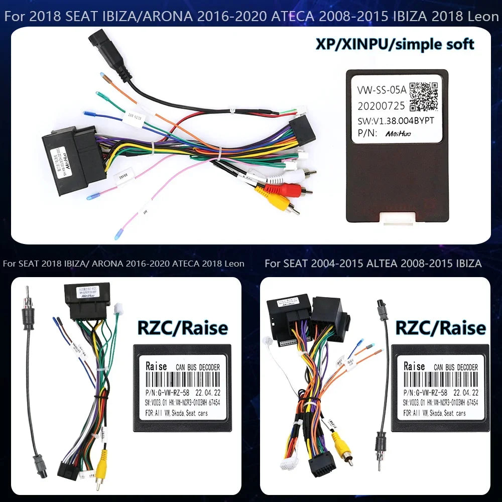 For SEAT 2 Din CD Car Cable Harness Decoder Canbus Box 2009-2013 Ibiza 2018 ARONA 2018 ATE