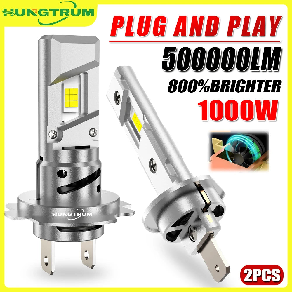 H1 H7 LED Headlight CANBUS Wireless Plug And Play Turbo Fan Diode Car Lights 500000LM 800%