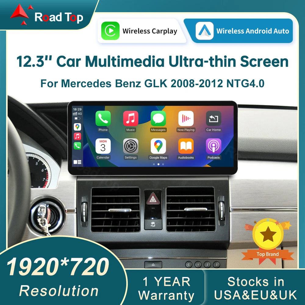 RoadTop Wireless CarPlay Android Auto Multimedia Display Linux Screen for Mercedes-Benz GL
