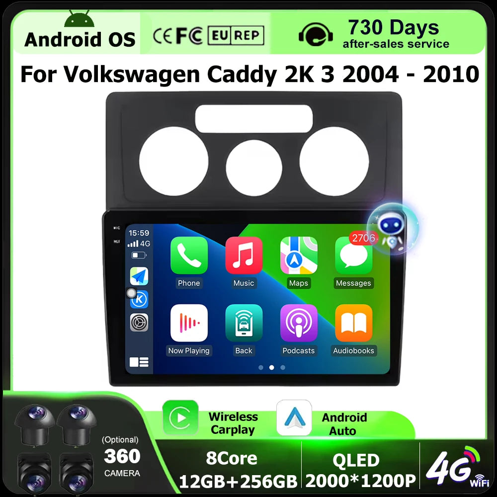 Car Radio Multimedia Video Player GPS Navigation For VW Volkswagen Caddy 2K 3 2004-2010 An
