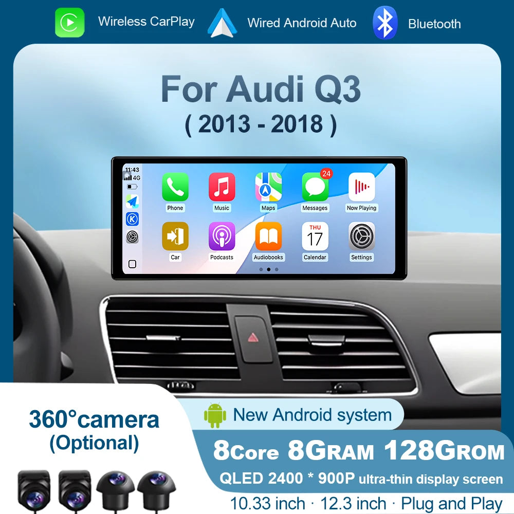 12.3 " Android OS Intelligent System Car Radio Multimedia Player For Audi Q3 2013 - 2018 W