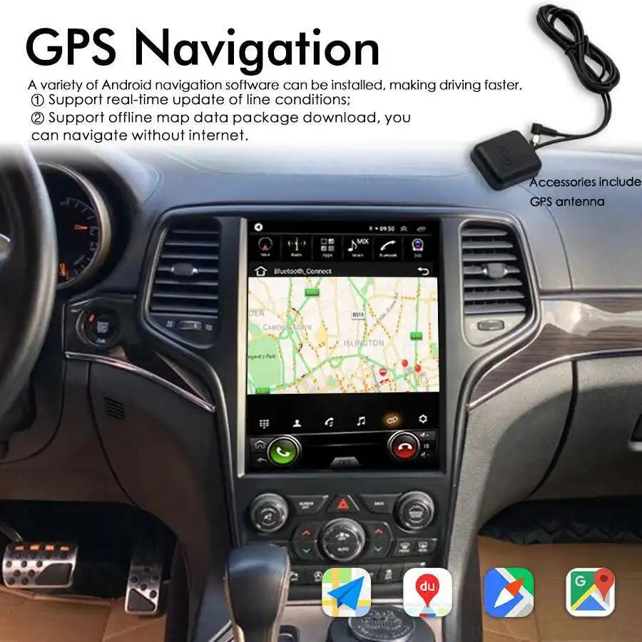 256GB Android 14 IPS Screen Car Radio GPS Navigation For JEEP Grand Cherokee Stereo Multim