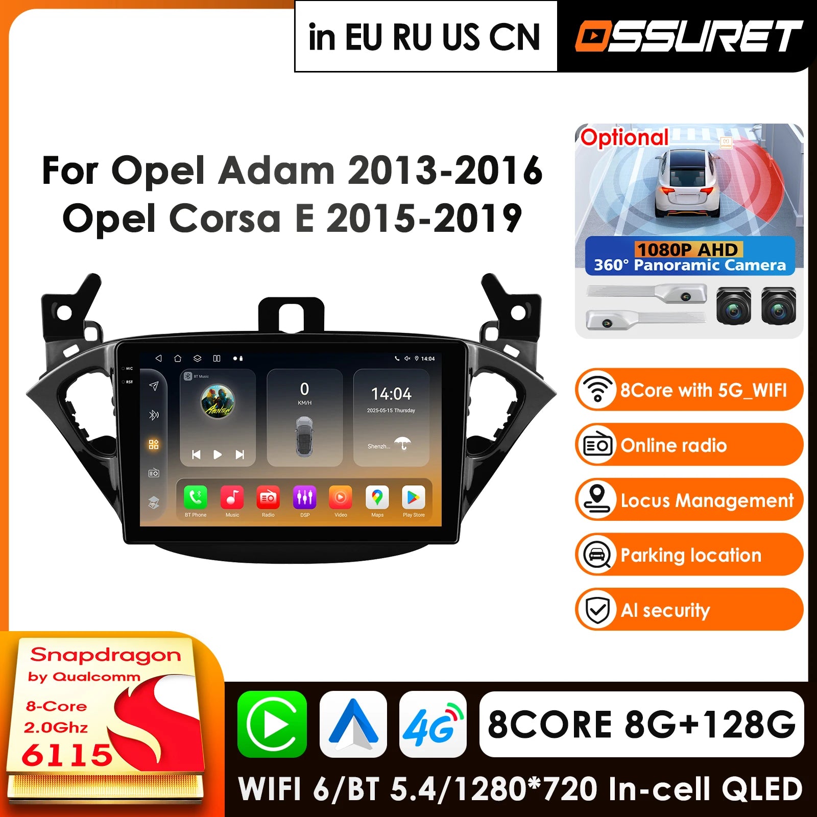 9" QLED 2Din Android Car Radio GPS Multimedia Video Player for Opel Adam 2013-2019 Corsa E Van 2015-2019 - Carplay DSP 6