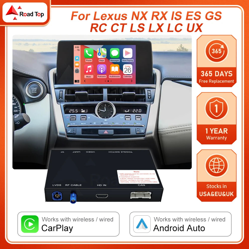 Wireless CarPlay Android Auto Decoder For Lexus NX RX IS ES GS RC CT LS LX LC UX GX 2014-2 | AUTOKITSHOP