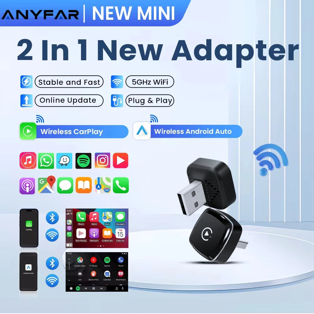 ANYFAR New Wireless Android Auto Adapter Smart Mini Box Plug And Play Universal For VW Toy | AUTOKITSHOP