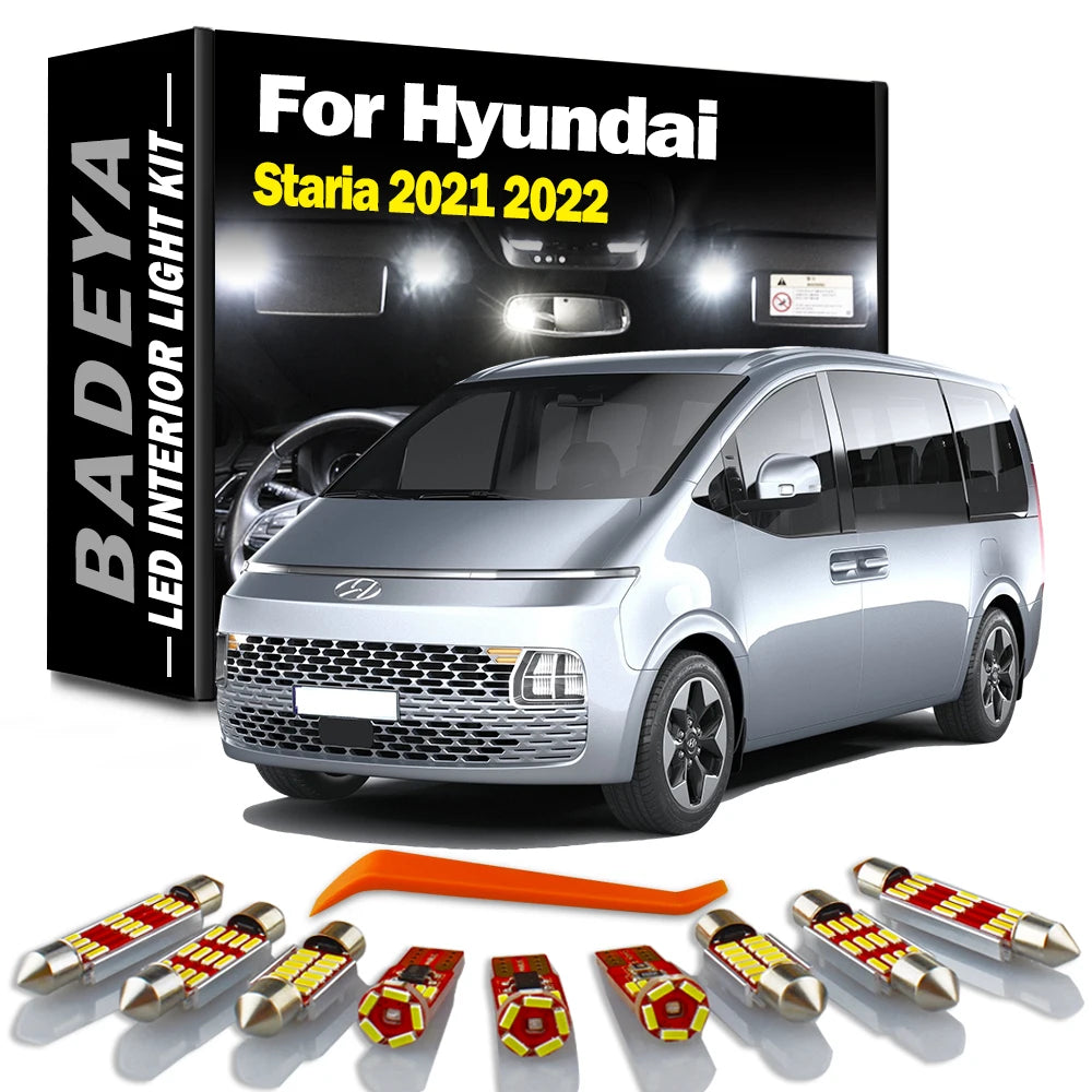 BADEYA 10Pcs Canbus LED Indoor Map Dome Light Kit For Hyundai Staria 2021 2022 Interior Ve