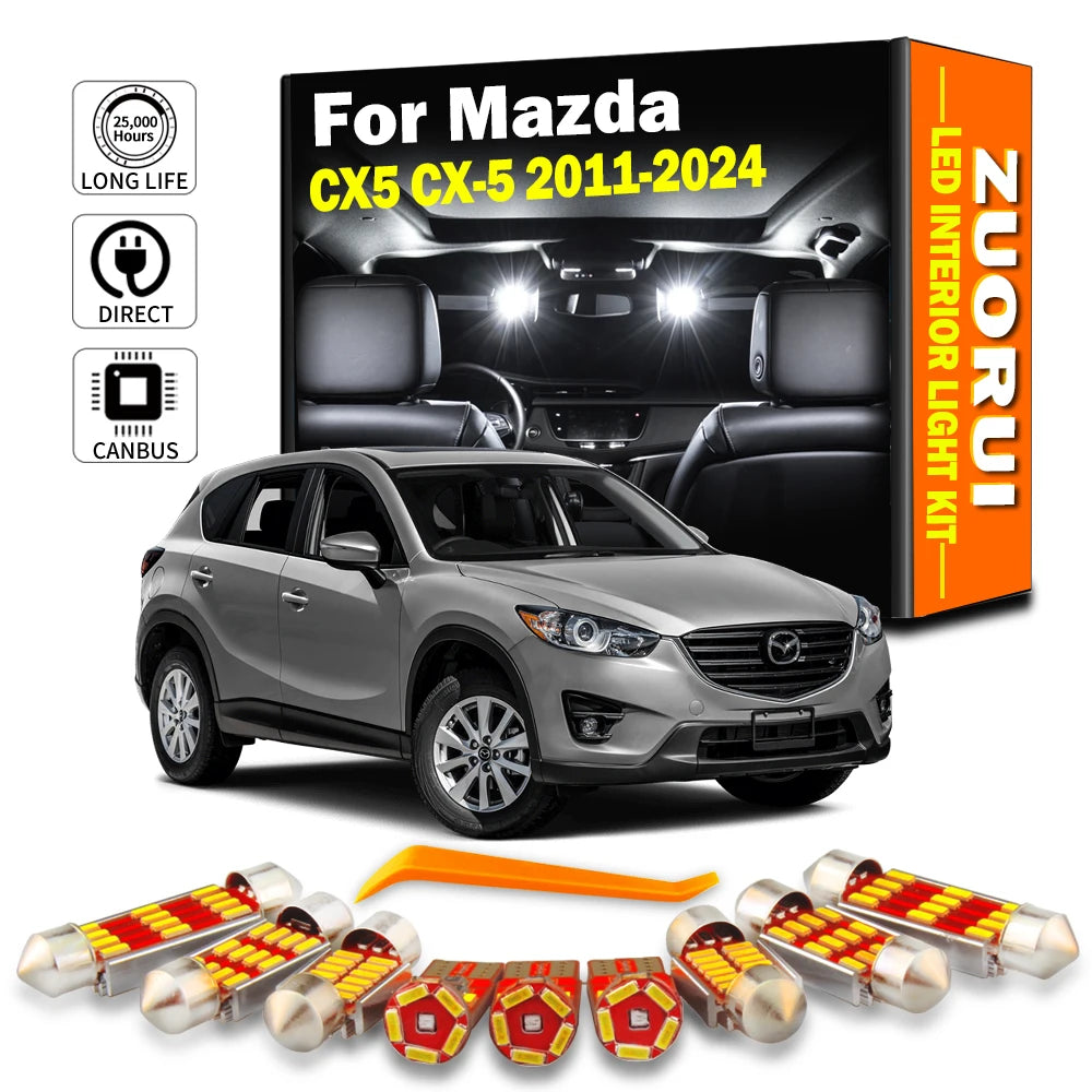 11-Piece LED Interior Light Kit for Mazda CX5 CX-5 2013 - 2018 - Canbus Dome Map Door Trunk Bulbs | AUTOKITSHOP