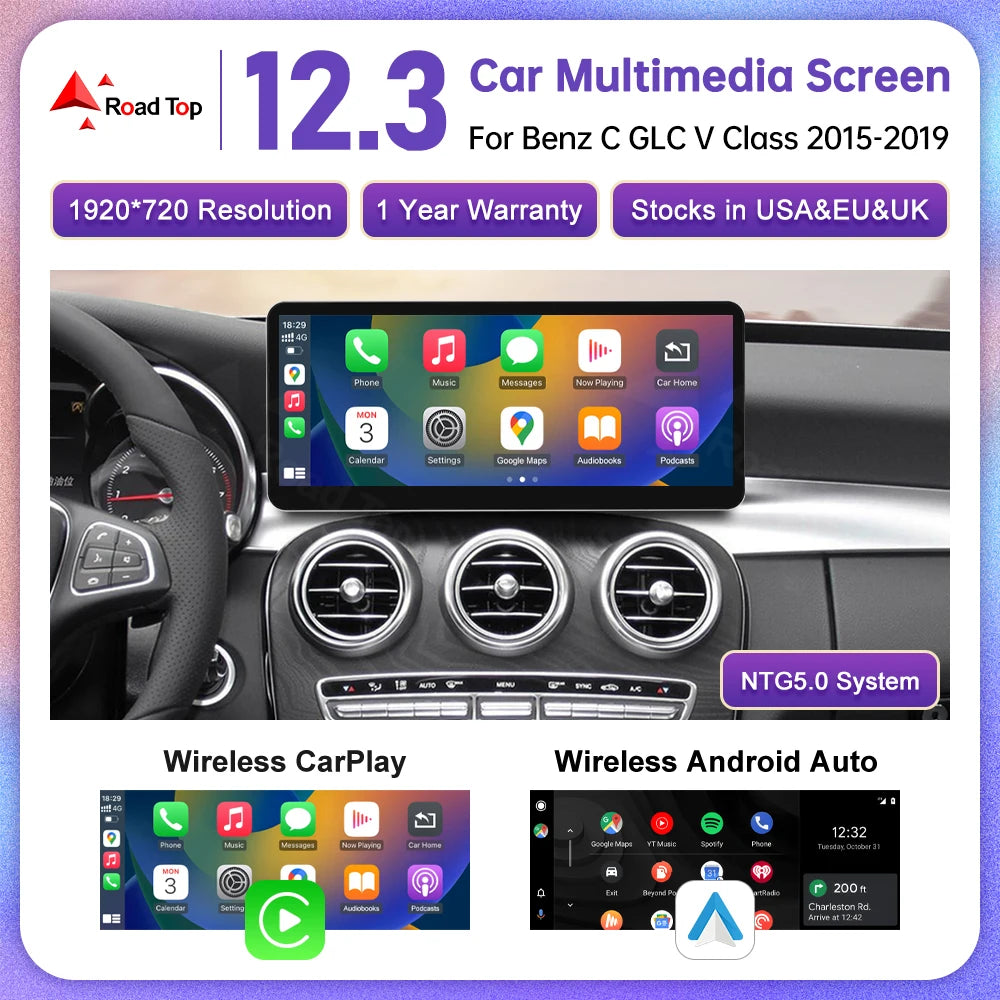12.3" Touch Screen for Mercedes Benz GLC GLA CLA C Class W205 W447 2015-2019 Wireless Carp | AUTOKITSHOP
