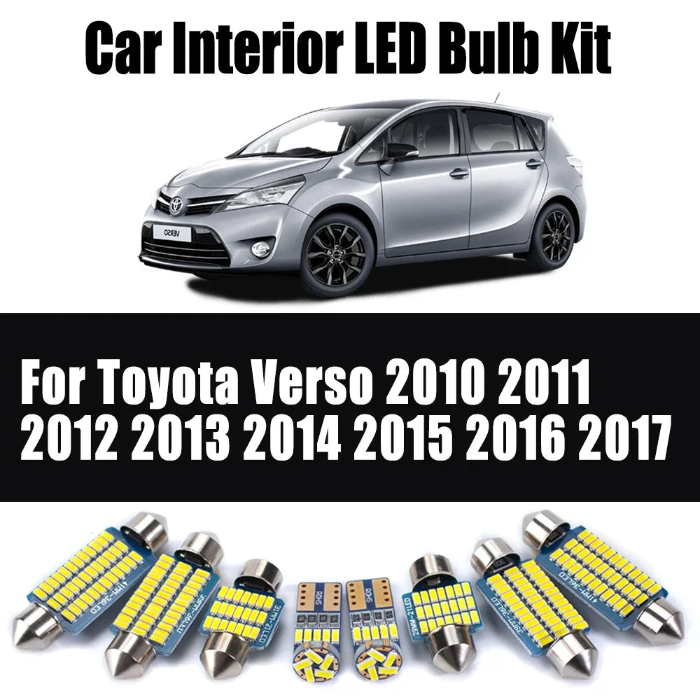 13-Piece LED Interior Light Kit for Toyota Verso 2010- 2014 - Canbus Dome Map Door Trunk Bulbs | AUTOKITSHOP
