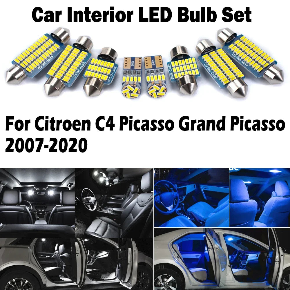 LED Interior Light Kit for Citroen C4 Picasso Grand Picasso 2007-2020 - Canbus Dome Map Door Trunk Bulbs | AUTOKITSHOP