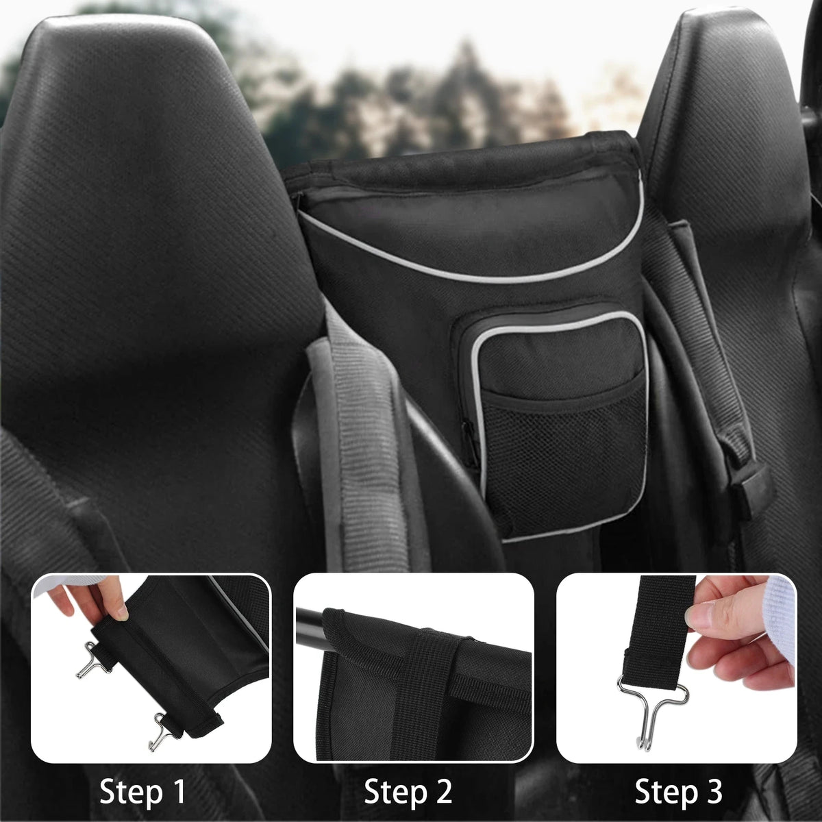 UTV Cab Pack Center Seat Storage Bag For Polaris RZR 570 800 S 900 1000 XP 2014- for Seat 2014-2024 - Automotive LED Lig