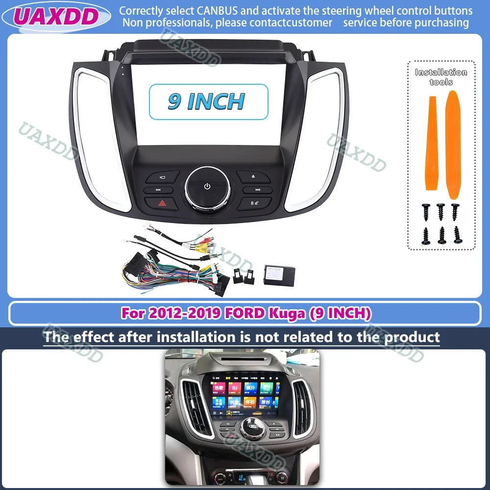 For 2012-2019 FORD KUGA 9 inch 2 Din Car Audio Frame GPS Navigation Fascia Panel Car DVD P