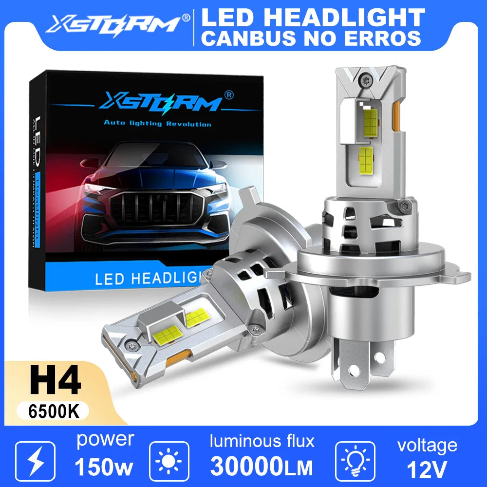 XSTORM H4 LED Light Canbus 30000LM 150W Car LED Headlight 6500K High-Power High Low Beam A