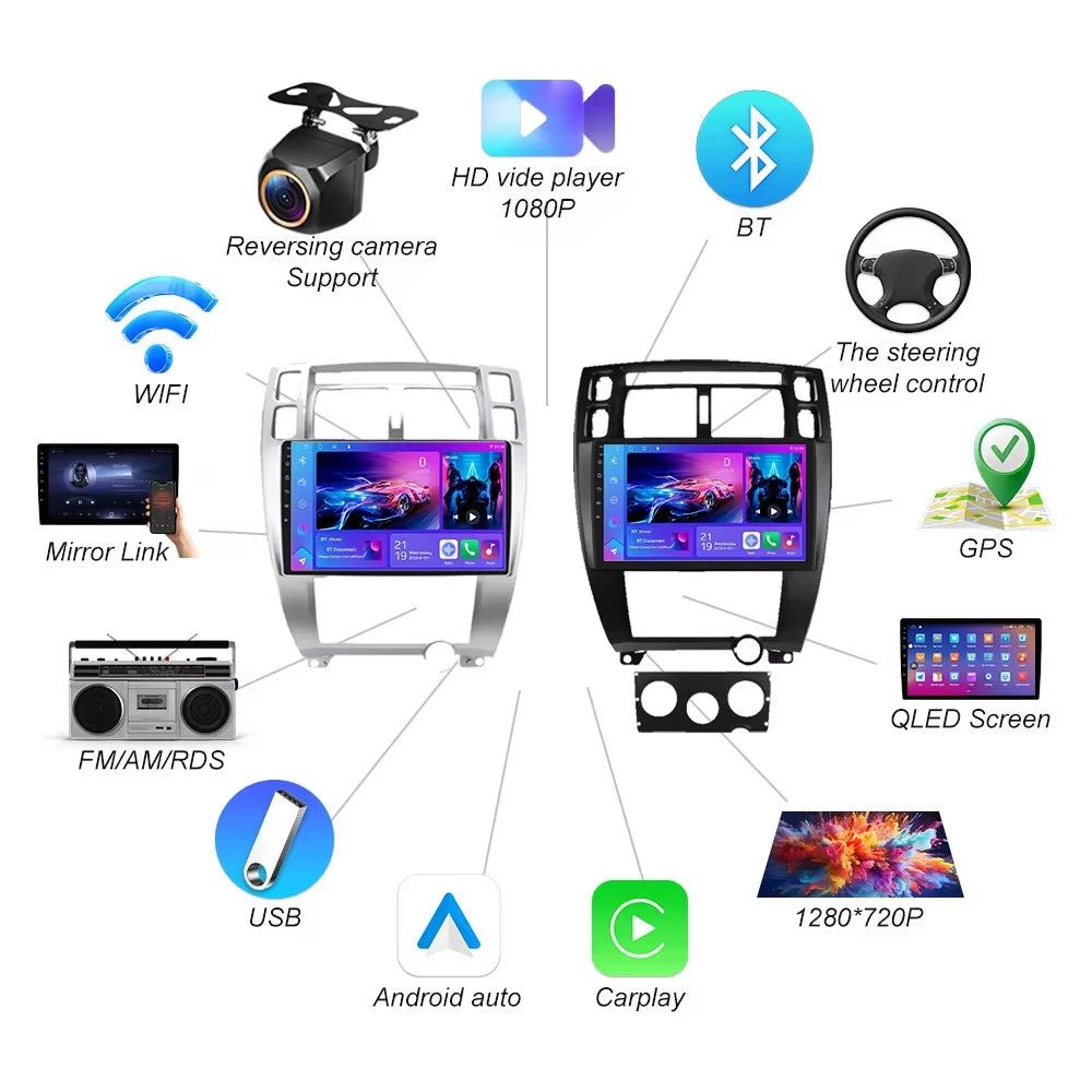 Android 16 For Hyundai Tucson 2004 2005 2006 2007 2008 2009 2k Qled Android Car Radio Mult | AUTOKITSHOP