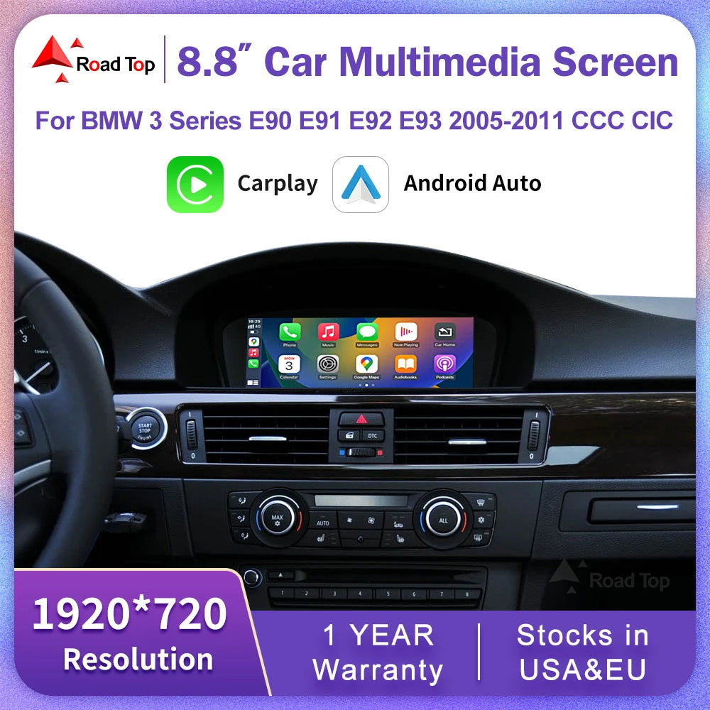 Android Auto Wireless CarPlay Car Multimedia Touch Screen For BMW 3 Series E90/E91/E92/E93 | AUTOKITSHOP