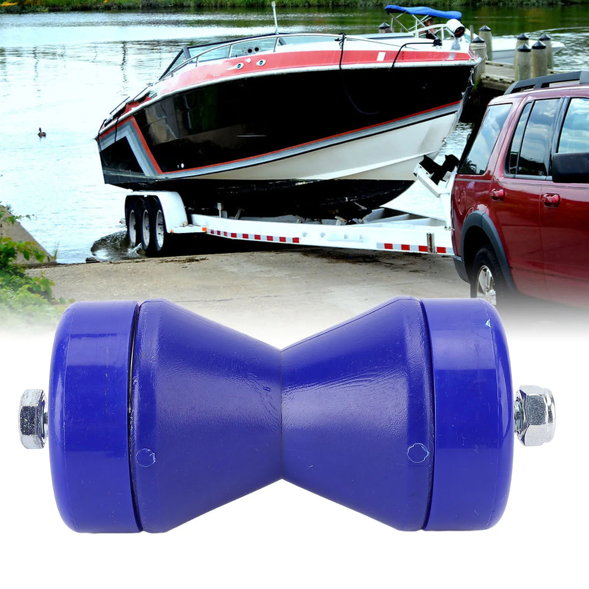 90mm Boat Trailer Bow Roller Shock Absorbing Wearproof Impact Protection PVC Bow Stop Bell Rolle - Automotive LED Light