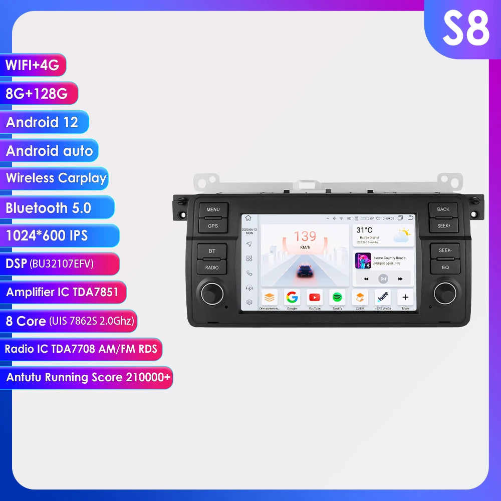 7"Android Auto Car radio GPS Stereo For BMW E46 M3 1998-2006 318 320 325 330 335 Multimedi