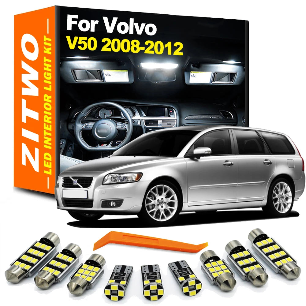 ZITWO 15Pcs Complete LED Interior Light Kit With Socket For Volvo V50 MK2 2008 2009 2010 2011 2012 Dome Map Foot Trunk Lamp