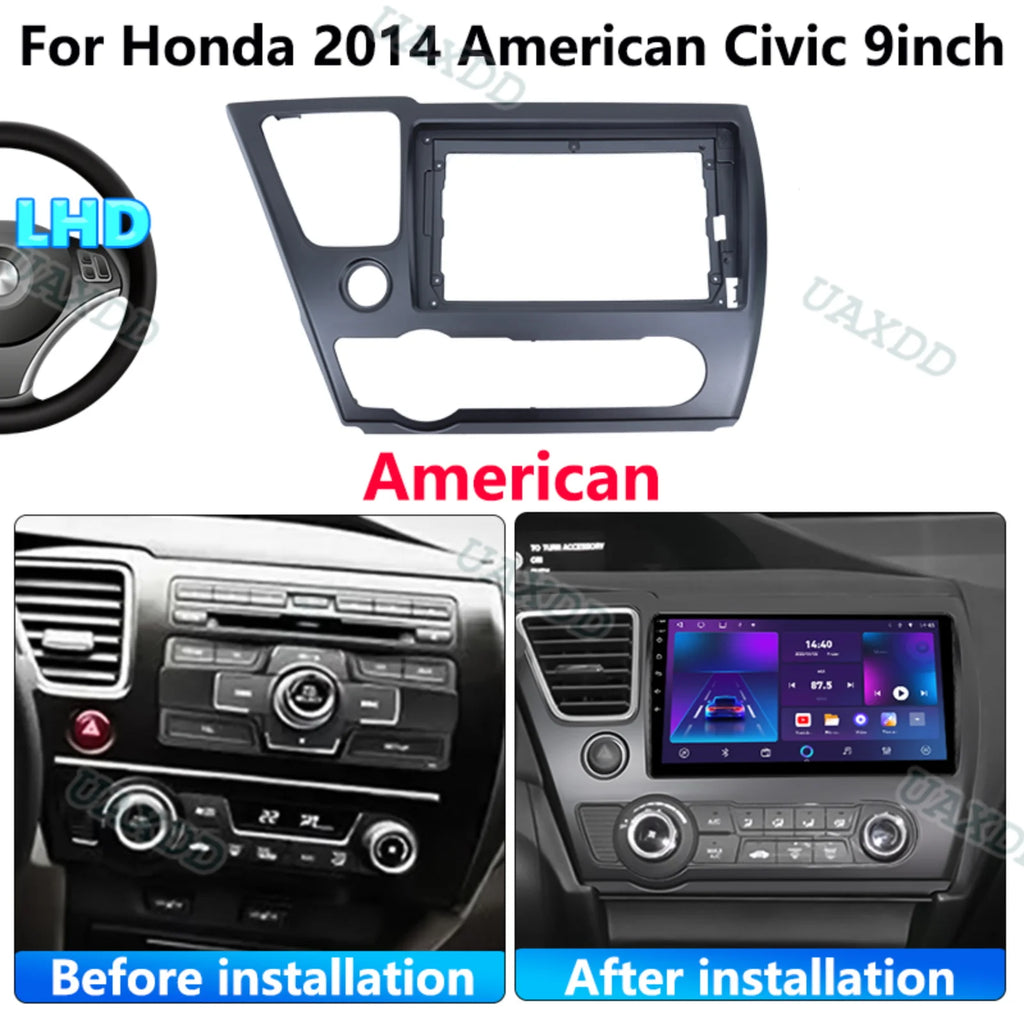 For Honda 2014 American Civic 9inch 2 Din Car DVD Fascia Multimedia MP3 MP5 Video Player A