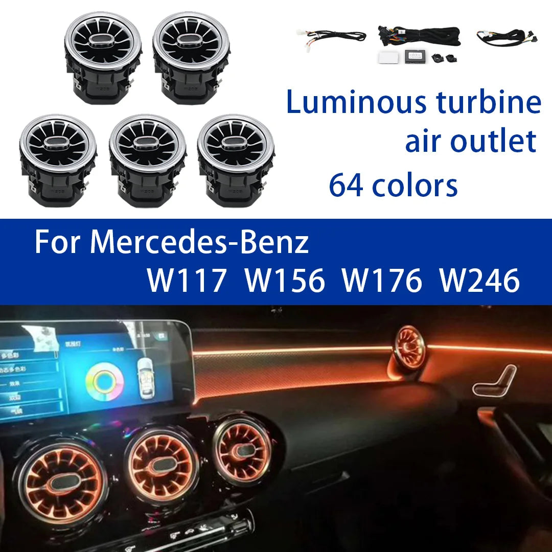 12 color Air outlet ambient light For Mercedes-Benz W117 W156 W176 W246 Car interior ambient ligh... | AUTOKITSHOP