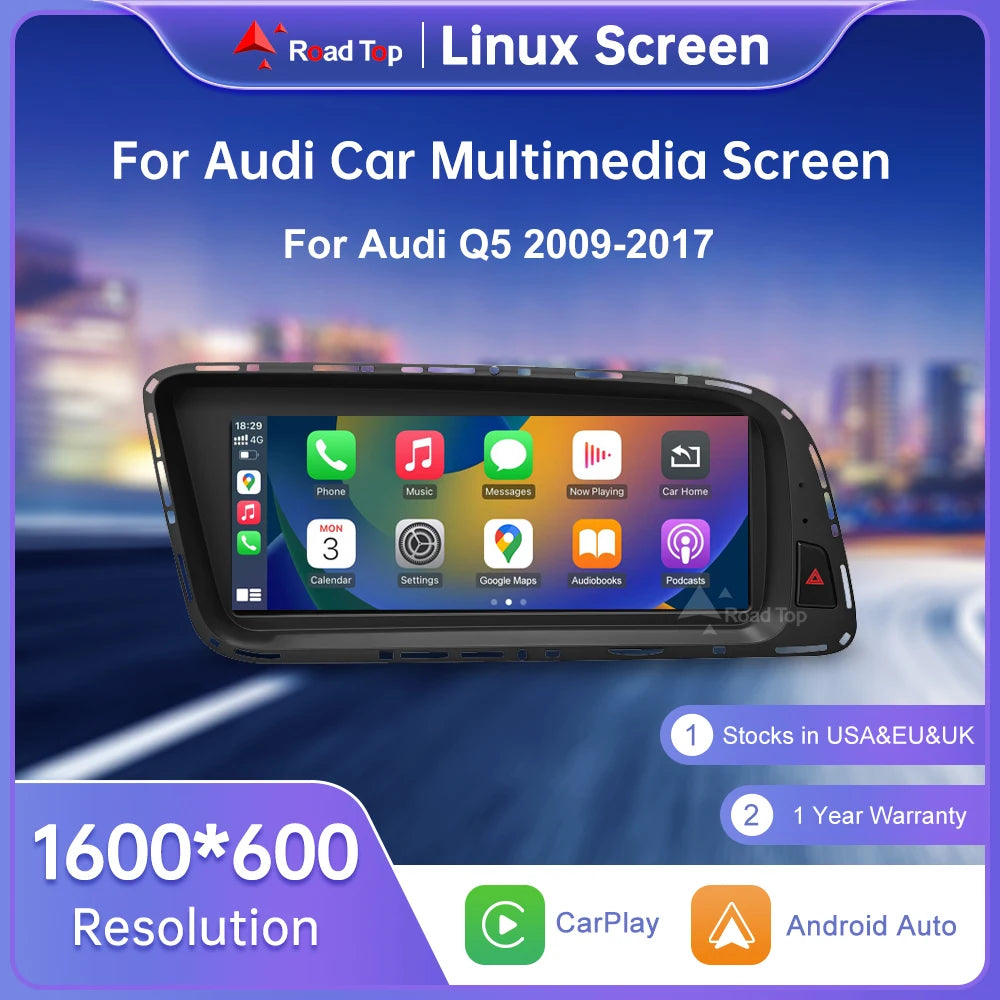 8.8inch Linux Car Radio Multimedia Screen For Audi Q5 2009-2017 with Wireless CarPlay Andr