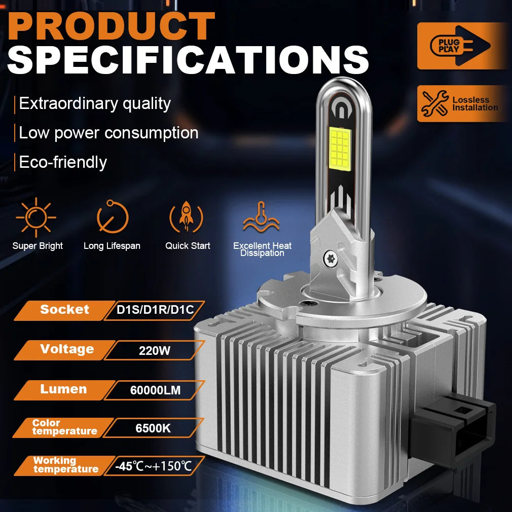 XSTORM D1S D3S LED Lights Xenon HID Kit D2S D4S LED Headlight Canbus 220W 60000LM Car Ligh