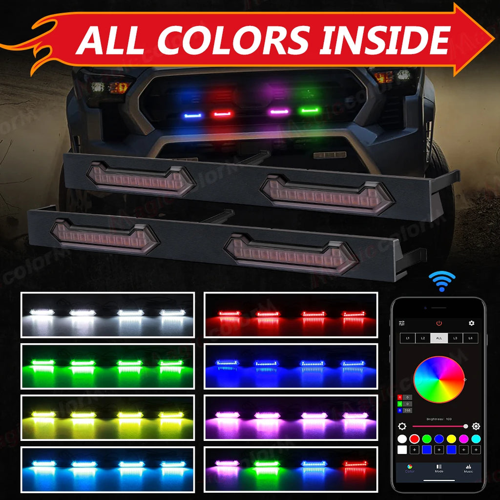 Colorful APP Control Grille Lights For Toyota Tacoma SR5 SR 2024 2025 LED Car Grill Front  | AUTOKITSHOP