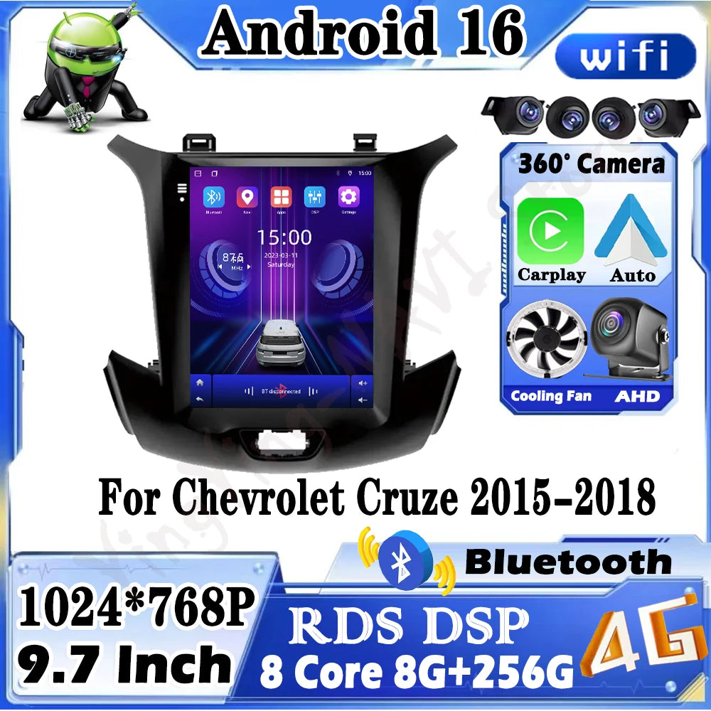 9.7 inch DSP Stereo for Chevrolet Cruze 2015-2018 Android Auto GPS Navigation Wireless Car
