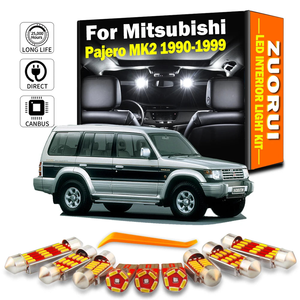 13-Piece LED Interior Light Kit for Mitsubishi Pajero MK2 1990- 1996 - Canbus Dome Map Door Trunk Bulbs | AUTOKITSHOP