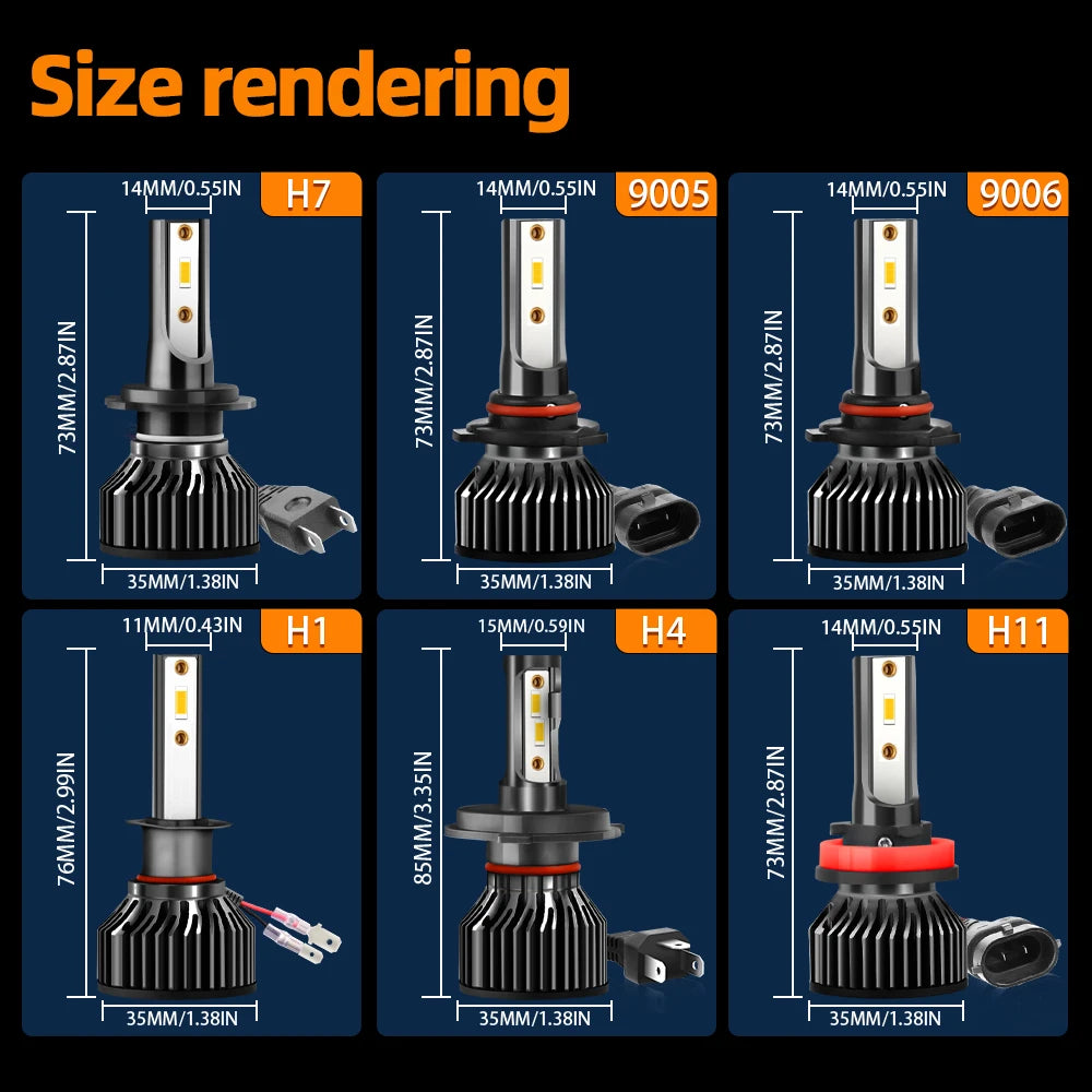 300W H7 Canbus LED Headlight Bulbs 28000LM H1 H4 H11 9005 HB3 9006 HB4 Front Lamps 12V 600