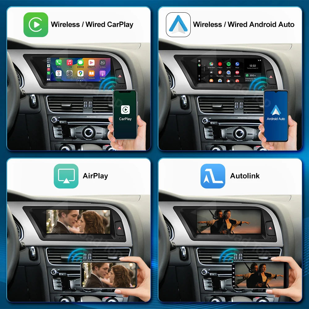 RoadTop Linux Touch Screen Car Multimedia Display For Audi A4 2009-2015 With Wireless Carp | AUTOKITSHOP