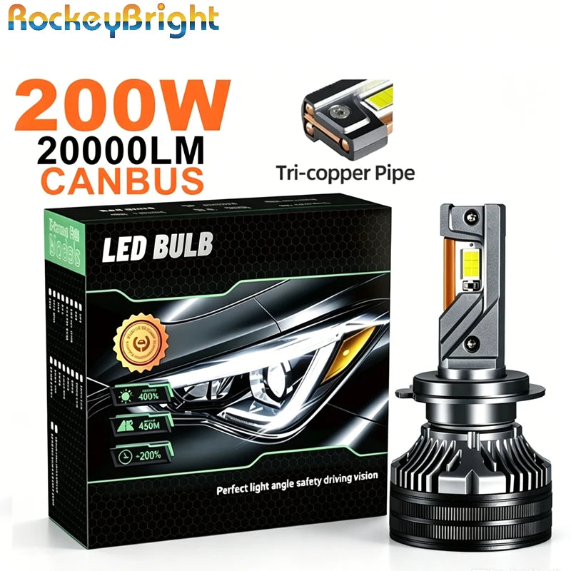 K8 Pro 200W H7 LED Bulb for Car Headlight Kit Fog Light H7 H11 H1 9005 H4 Canbus Turbo Led