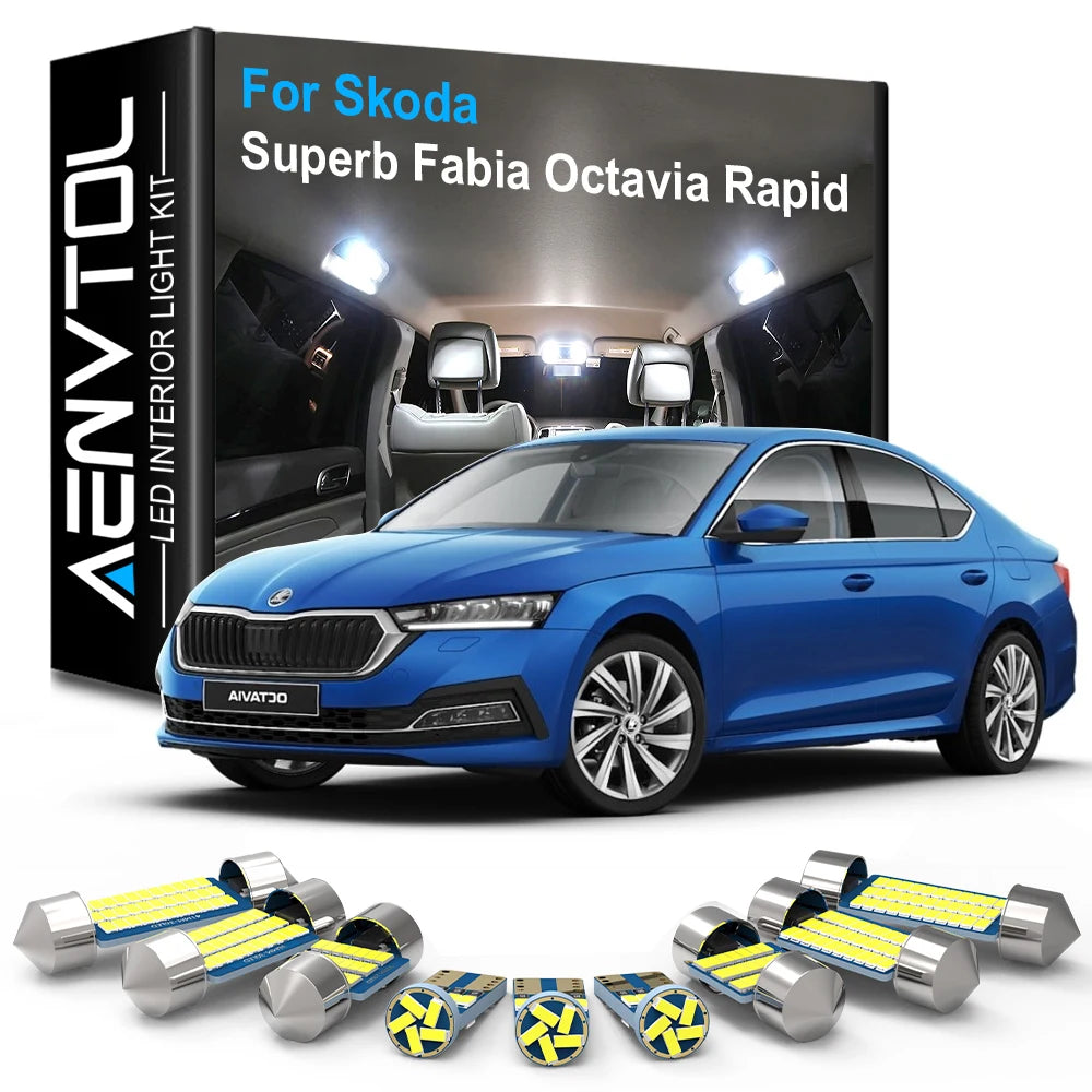 LED Interior Light Kit for Skoda Superb 1 2 3 3U 3T 3V3 3V5 Fabia Octavia MK1 MK2 MK3 A5 A7 6Y NJ3 NJ5 Rapid - Canbus...