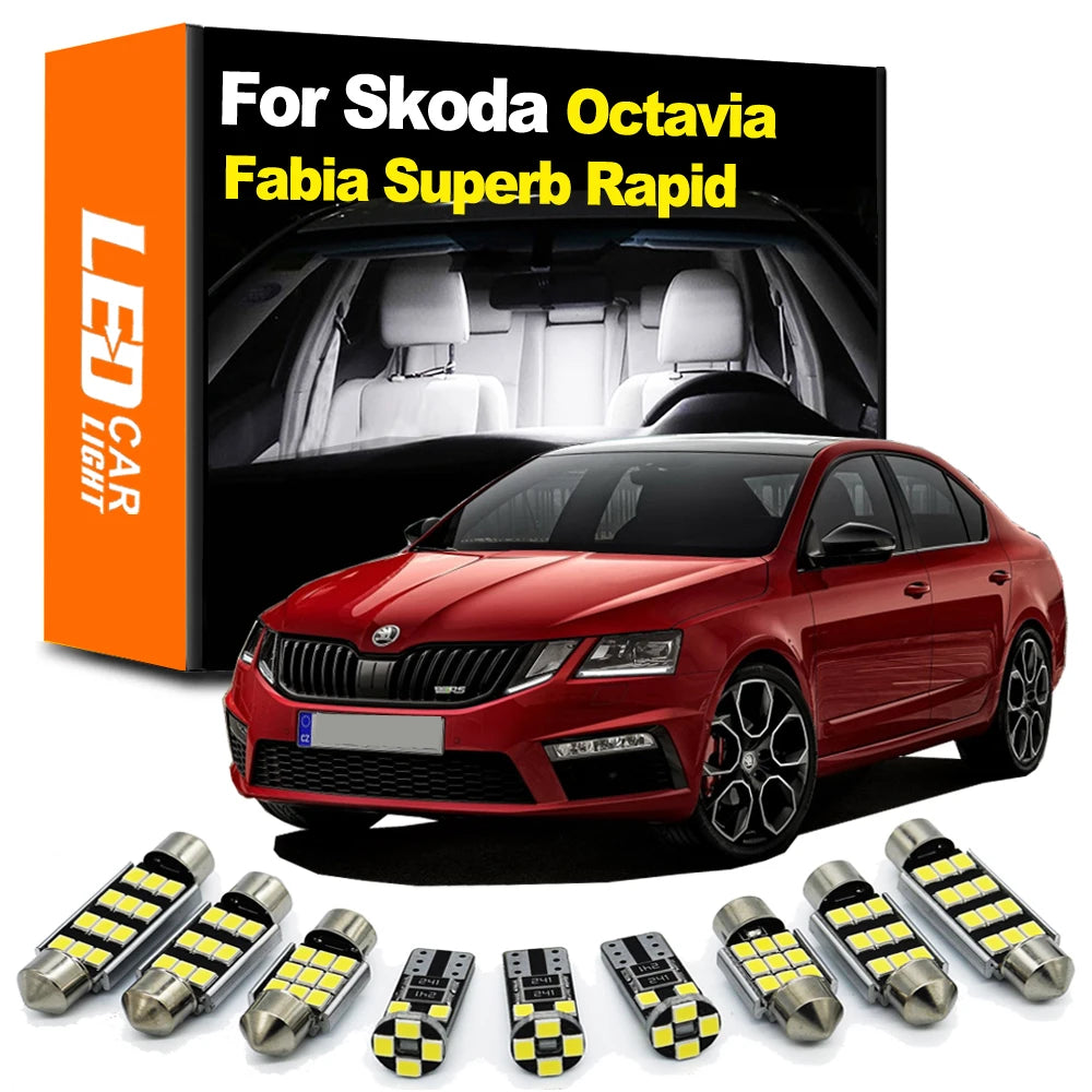 LED Interior Light Kit for Skoda Octavia Superb Fabia MK1 MK2 MK3 1 2 3 Sedan Combi Canbus Vehicle Bulb Indoor Dome M...