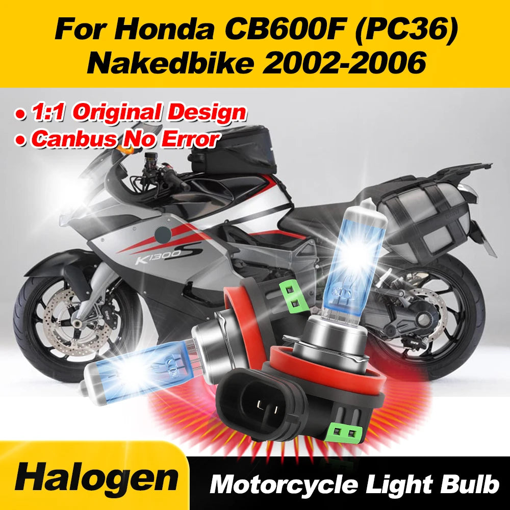 H11 Super Bright Halogen Lights Bulbs 100W Motorcycle Headlight 6000K For Honda CB600F (PC
