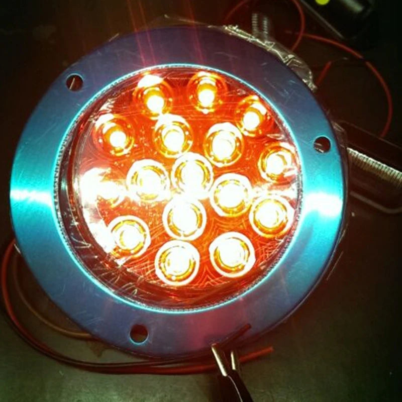 12-24V Red Round Reverse Brake Turn Signal Rear Tail Light 16 LED for Car Truck Trailer RV