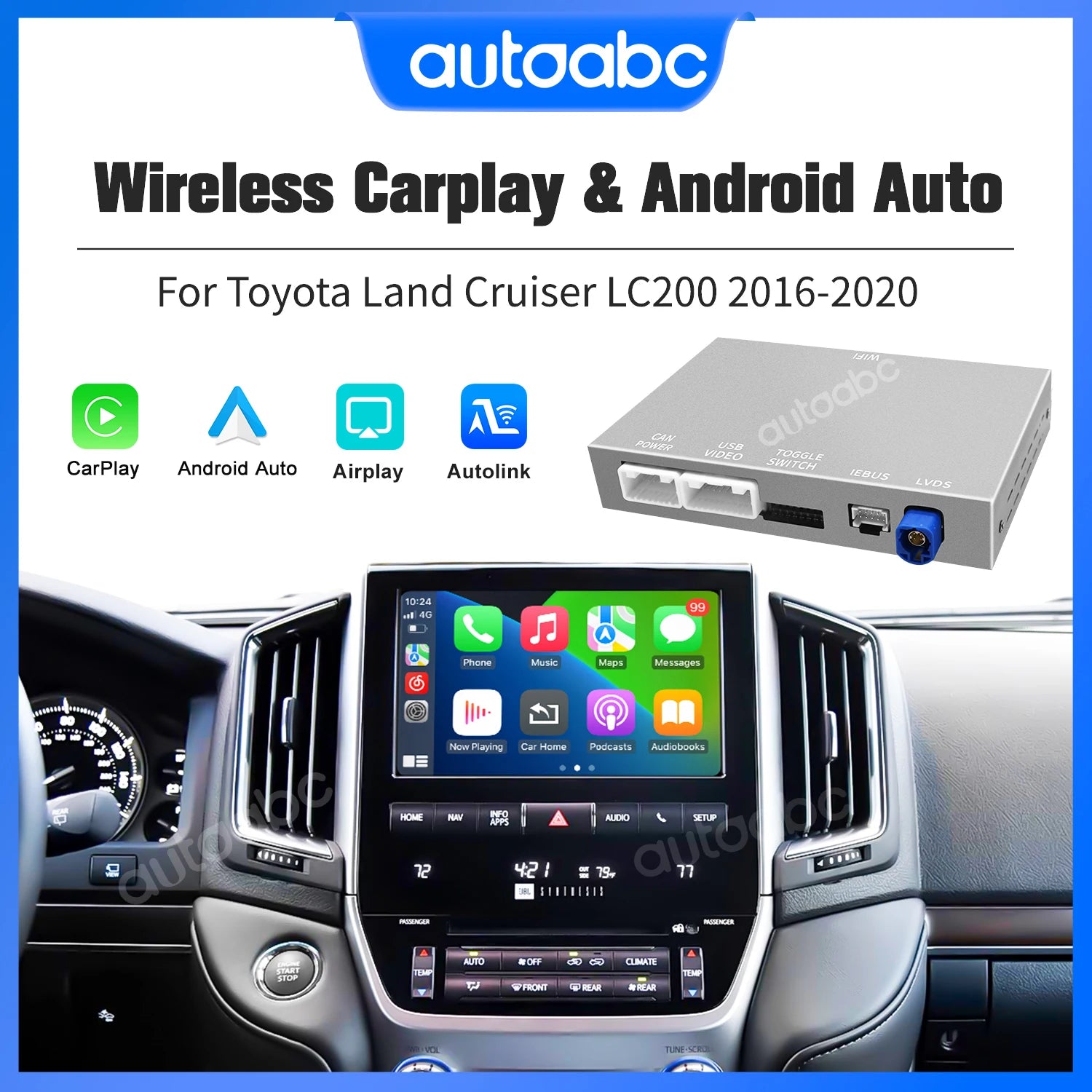Wireless Apple CarPlay Android Auto Interface For Toyota Land Cruiser 200 LC200 2016-2020  | AUTOKITSHOP