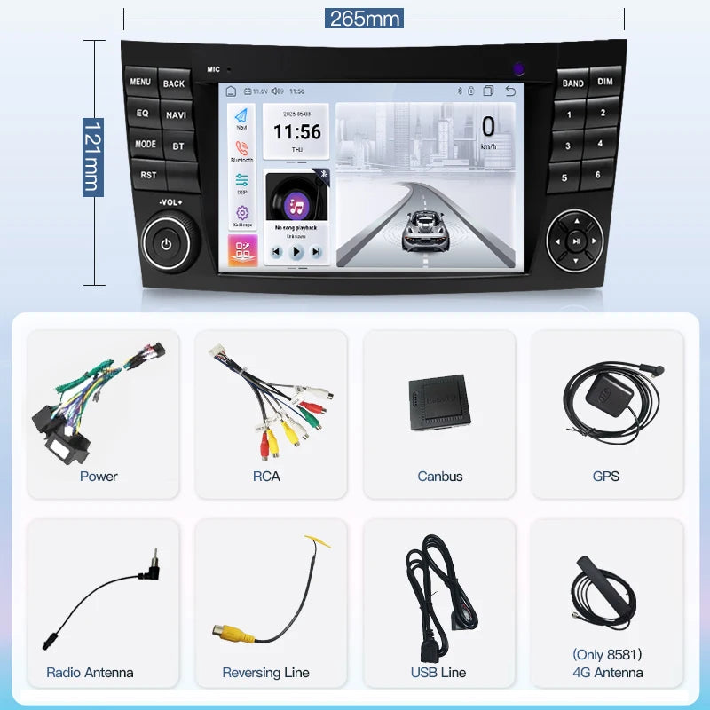 SZLELV For Mercedes Benz CLK Class W209 CLS W219 Android 15 Auto Audio Video Car Radio GPS
