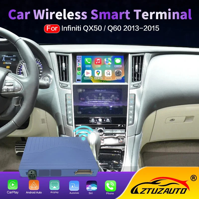 Wireless CarPlay Android Auto for Infniti Q60/QX50 2013-2015 Mirror Aftermarket CarPlay Up