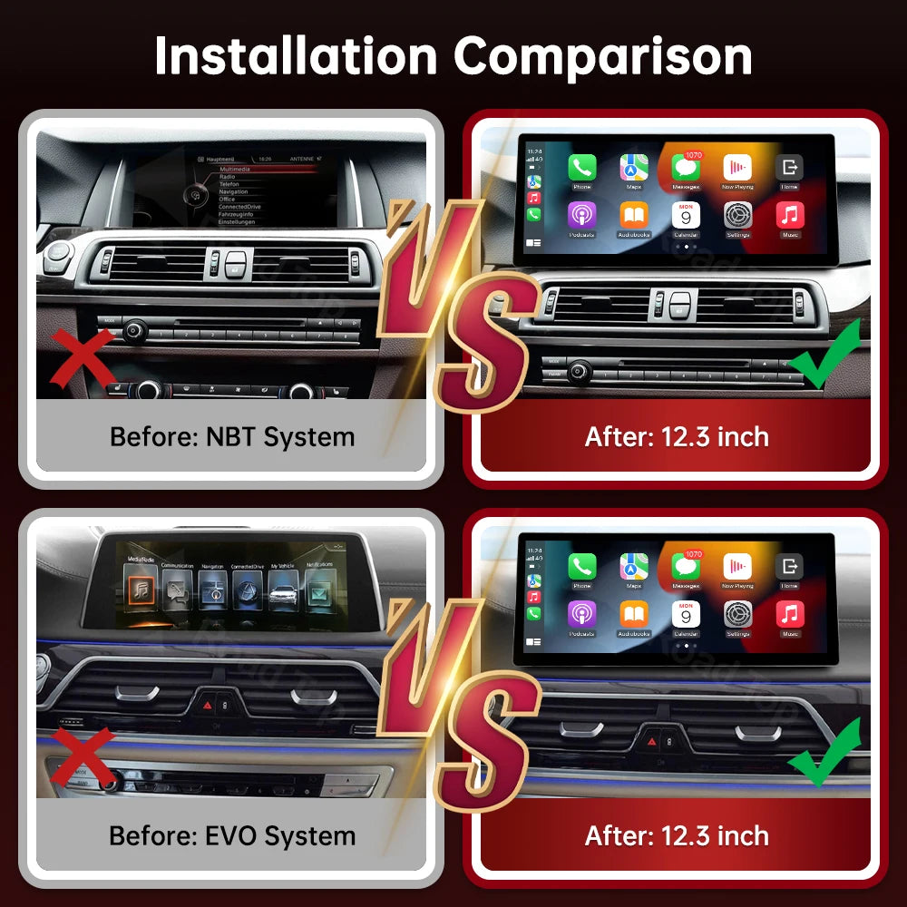 12.3 RoadTop Wireless CarPlay Multimedia Radio Linux Screen For BMW Series 5 7 F01 F10 F11 | AUTOKITSHOP