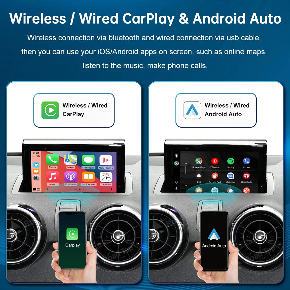Road Top Wireless CarPlay Android Auto for Audi A1 Q3 2013-2018, with AirPlay Mirror Link  | AUTOKITSHOP