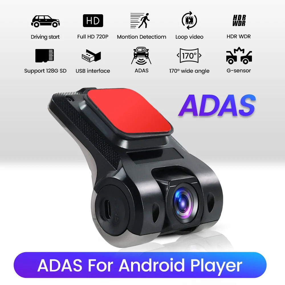 Car Android Navigator USB HD 720P 170° DVR Driving Recorder Media Comes with ADAS Driving
