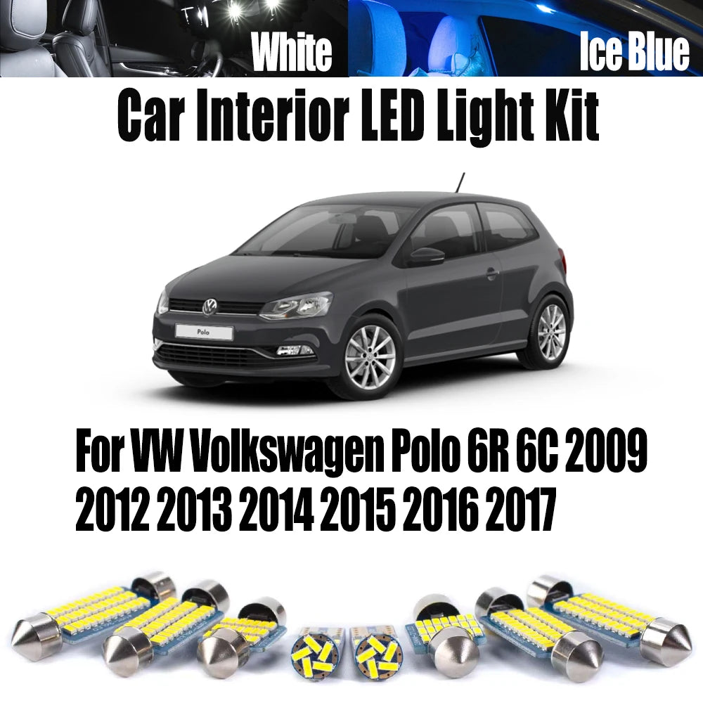 13-Piece LED Interior Light Kit for VW Volkswagen Polo 6R 6C - Canbus Error-Free Bulbs | AUTOKITSHOP