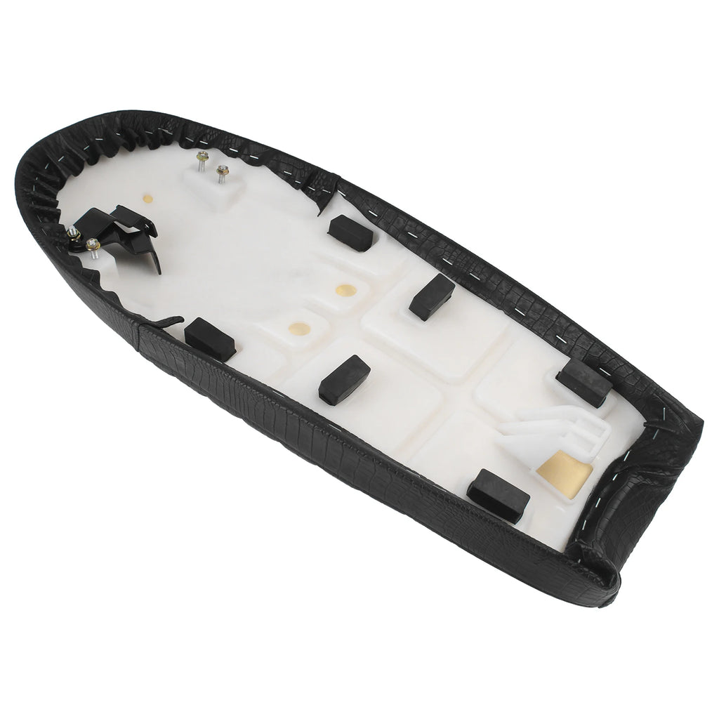 Black Crocodile Grain Cafe Racer Motorcycle Seat Vintage Tuck Roll Double Saddle Universal Bobbe - Automotive LED Light