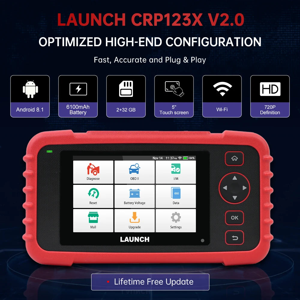 LAUNCH X431 CRP123X V2.0 Car OBD2 Diagnostic Tools Auto OBD Scanner ABS SRS Engine AT+ 7 R | AUTOKITSHOP