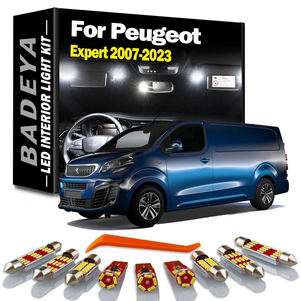 13-Piece LED Interior Light Kit for Peugeot 2007-2018 - Canbus Error-Free Interior Bulbs