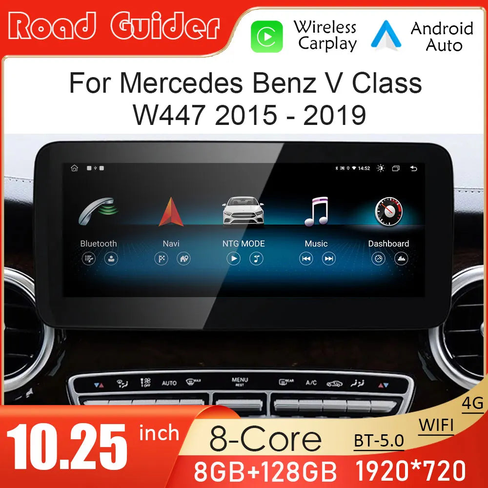 10.25'' Android 14 Wireless CarPlay For Mercedes Benz V Class W447 V250 V260 V350 2015 - 2