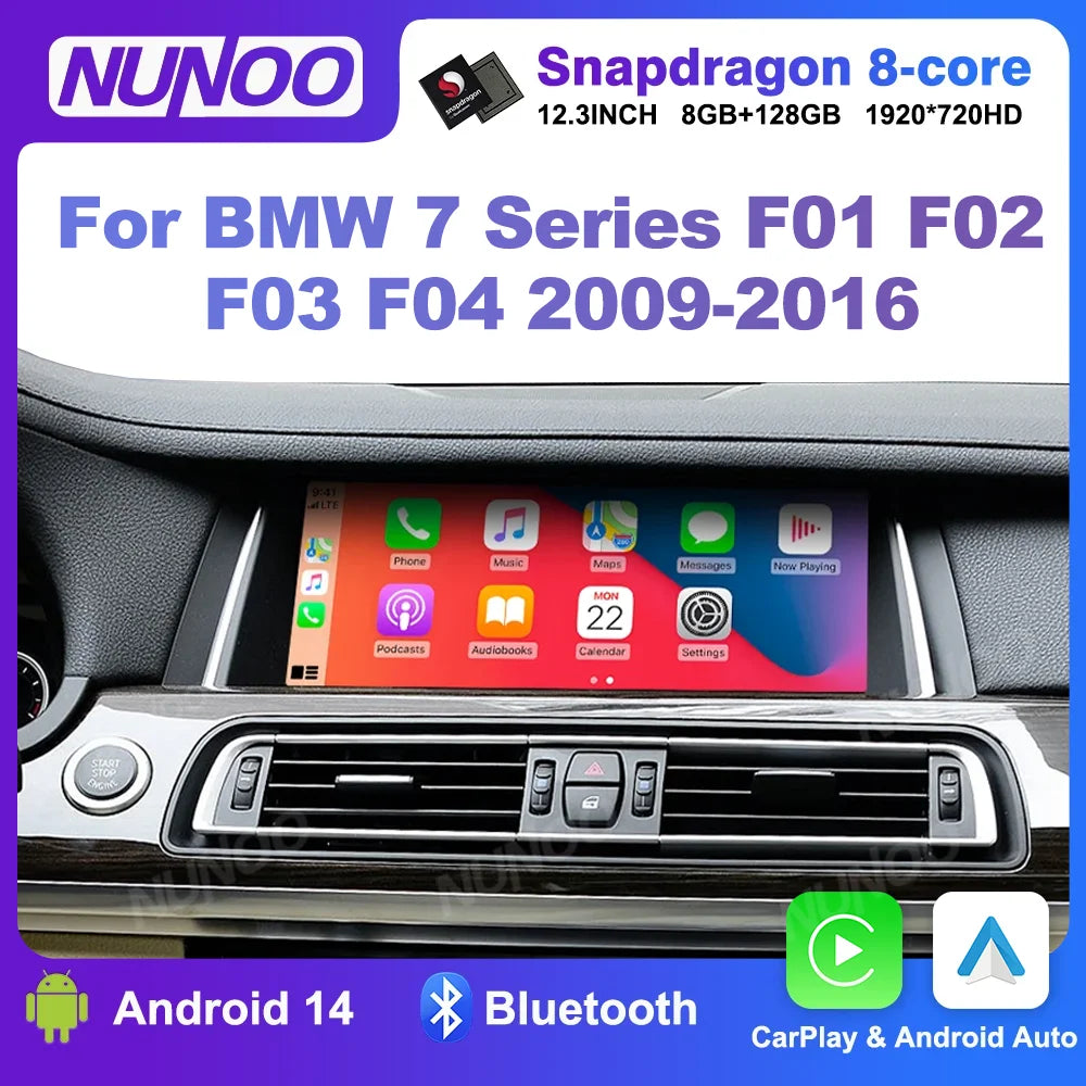 For BMW 7 Series F01 F02 F03 F04 2009-2016 Android Auto Wireless Carplay Radio 4G LET 5G W