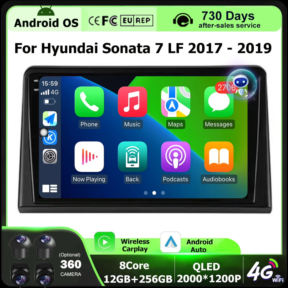 Android 16 Auto Carplay For Hyundai Sonata 7 LF 2017 - 2019 Car Radio Multimedia Video Pla